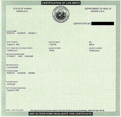 Obama birth certificate